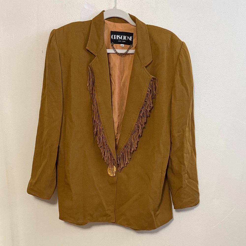 Vintage Criscone New York Western Fringe Blazer Jacket | 80’s Boho Cowgirl - M